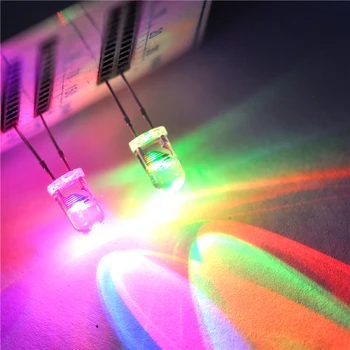 100шт RGB 7-цветен led светоизлучающий диод, 5 мм Бавно мигащ кръг главоболие фенер led лампа, супер ярки светодиоди, което променя мигане на клавиша F5