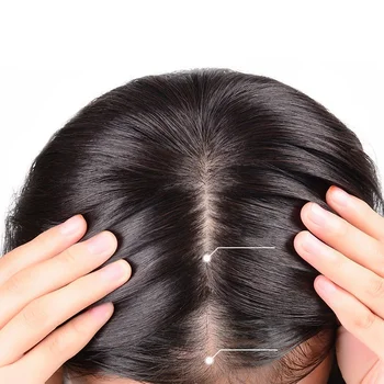 12x13 см Коприна в основата, Topper от човешка коса, за жени, Натурална Горната част на главата, Директен Европейската шнола за коса в шиньоне, Свободната част на Реми