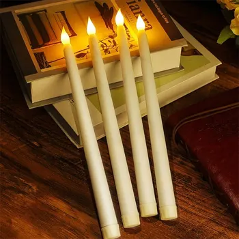 Led беспламенные блестящо конични свещи 3D Фитильные свещи Лампа с дистанционно управление Супени тела Сватбен Начало декор на батерии