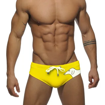WK115 новият годишен жълт принт tsexy с ниска талия мъжки бански костюми, плувни гащи топене на горещ басейн мъжки спортни плувни бикини мъжки бански костюми