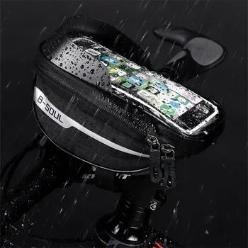 Безплатна доставка Велосипедни чанти в предната част Чанти на главата със сензорен екран 1Л Колоездене, чанти голям капацитет Водоустойчив колоездене, чанти за планински велосипеди