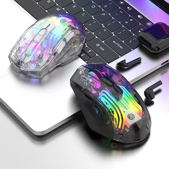 Геймерская Мишката Жичен Безжичен 2.4 G Bluetooth-съвместима Беззвучная Детска Мишката RGB Подсветка 1200-3600DPI за игра на Електронни Конкурси