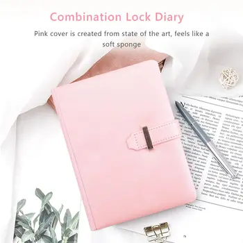 Дневник с кодова ключалка във формата на сърце с ключ, лични организаторите, Таен бележник подарък за момичета и жени (розов)
