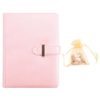 Дневник с кодова ключалка във формата на сърце с ключ, лични организаторите, Таен бележник подарък за момичета и жени (розов)