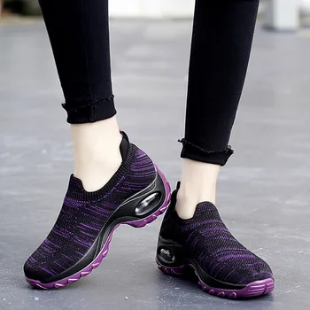 Спортни обувки с ударопоглъщащ възглавница за момичета, окото дишаща удобни обувки за ходене, женски маратонки нескользящие