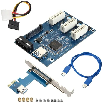 PCI-E От 1 до 3 Портове 1X Адаптер Странично Card Hub-Множител на USB Кабела PCIE Карта за Разширяване на GPU Странично Карта За майнинга БТК