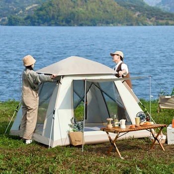 Самостоятелна туристическа палатка за нощуване на открито, Автоматична Быстрооткрывающаяся палатка, Непромокаемая, защищающая от слънцето палатка, Туристически подслон от слънцето